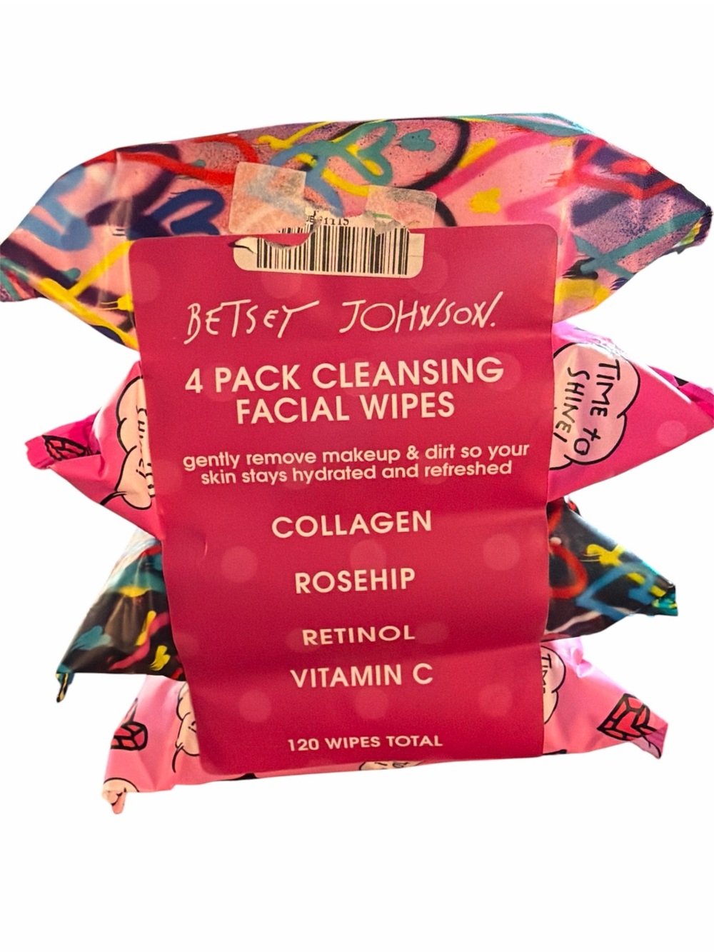 NWT Betsey Johnson 4-Pack Cleansing Facial Wipes - 120 Wipes Total